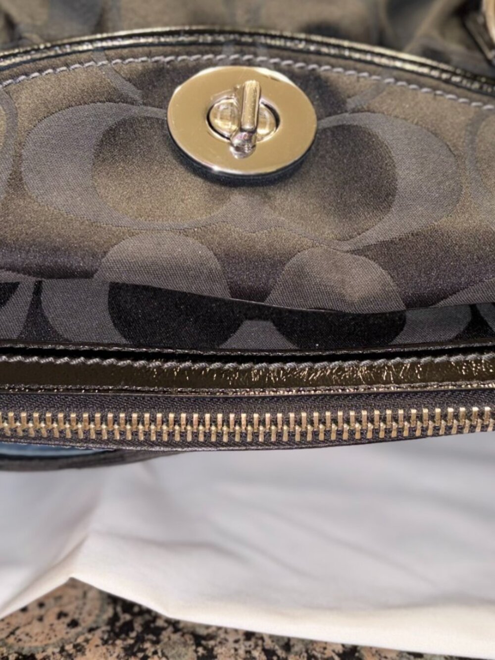 Authentic Coach Signature Black Jacquard & Leather Work Tote / Briefcase - Picture 10 of 13